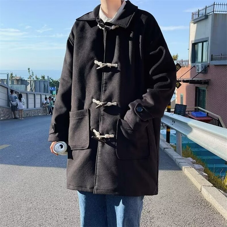日系牛角扣大衣男2024冬季中长款毛呢外套潮流Y73-P58,男装夹克,星座1109-3