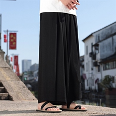 2025原创新款亚麻风阔腿裤复古宽松飘带休闲裤K162-P60，男装休闲裤，电商B277(原6028)