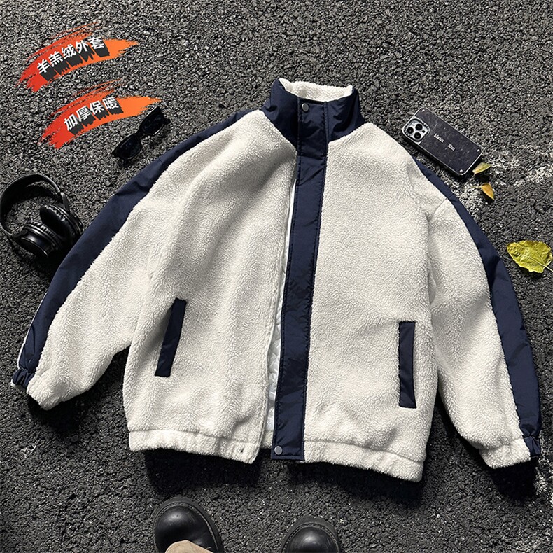 外景A1440TP90控145-冬季加厚羊羔绒外套男潮牌痞帅宽松休闲棉衣,男装棉衣,电商B241
