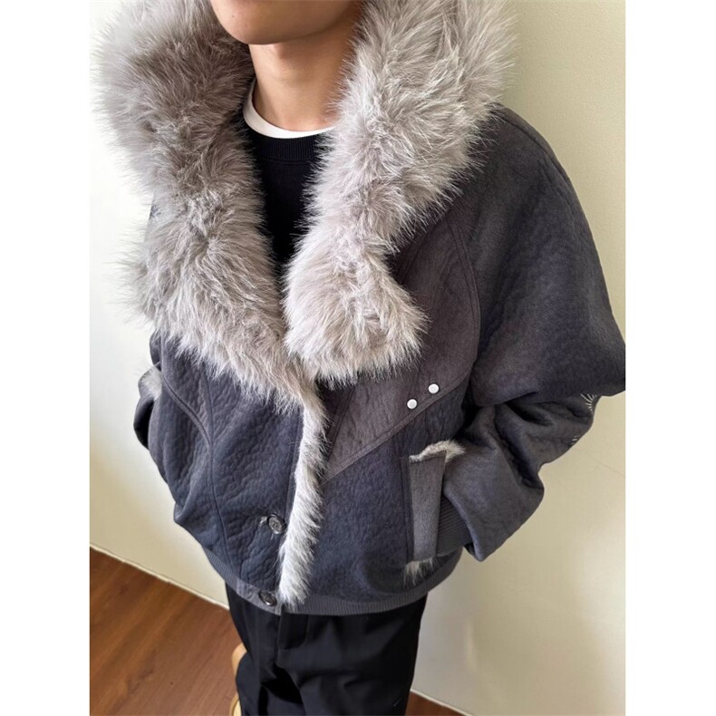 羊羔绒毛棉袄男士冬季2025新款加厚加绒连帽棉衣冬装情侣棉服外套,男装棉衣,星座506A
