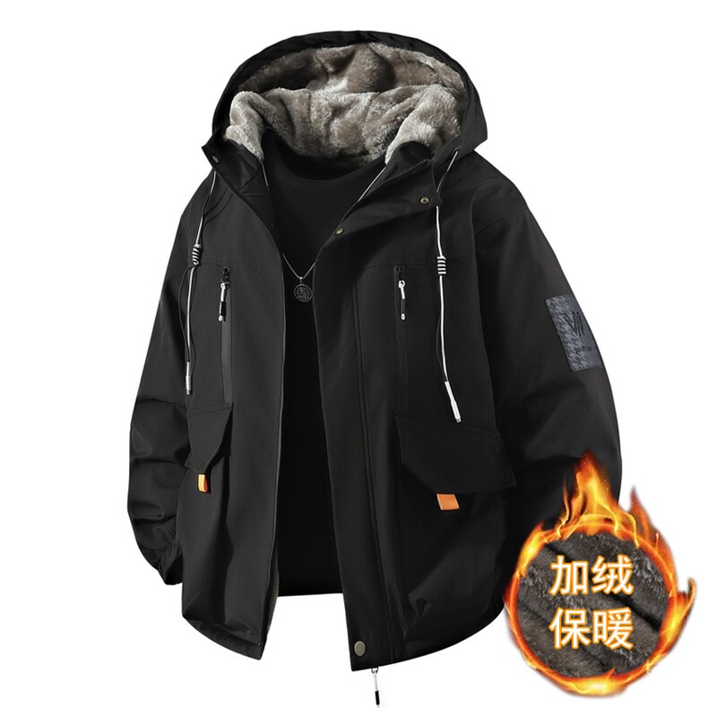 立体冬季外套加绒加厚潮牌夹克连帽宽松保暖派克服A436-D209-P80,男装夹克,电商A436