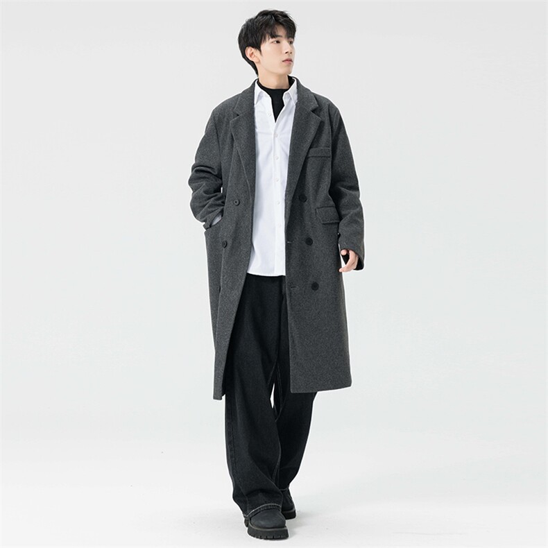 中长款毛呢大衣男加棉加厚外套高级感风衣JK0252-P98加棉110,男装风衣,星座308B-2