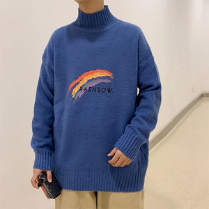 M18064-P45 加绒P65半高领毛衣男士大码针织衫男毛线衣男线衫图片