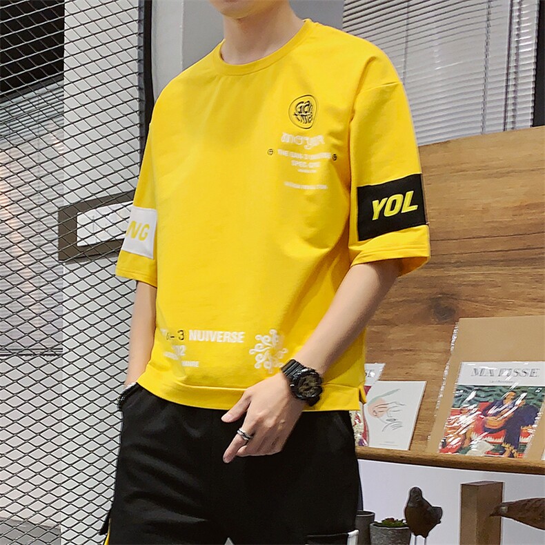 夏季圆领短袖T恤男ins韩版宽松潮流印花上衣服DT05P30,男装T恤,电商A086