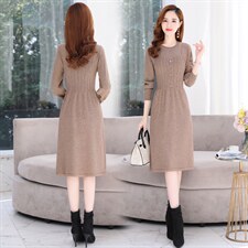 2021年秋冬时尚气质舒适毛衣连衣裙，女装连衣裙，金典明美