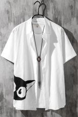 1日系印花情侣大码M-5XL短袖衬衫男七分袖衬衫水泥墙7852P45控69，男装T恤，星座226-2