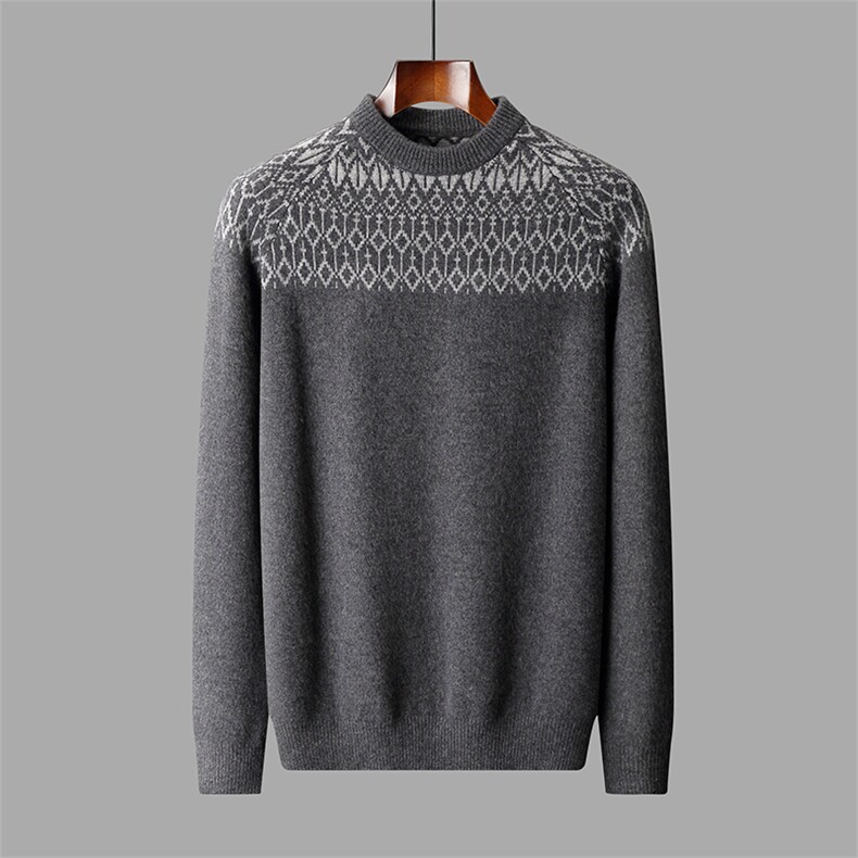 2025春秋时尚单品半高领肩部提花,男装针织衫/毛衣,盛欣羊绒