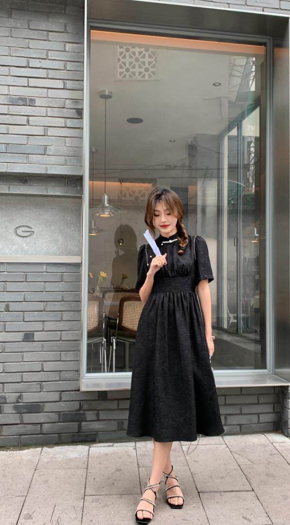改良版蹄花面料连衣裙旗袍，女装连衣裙，M.W 嫚维
