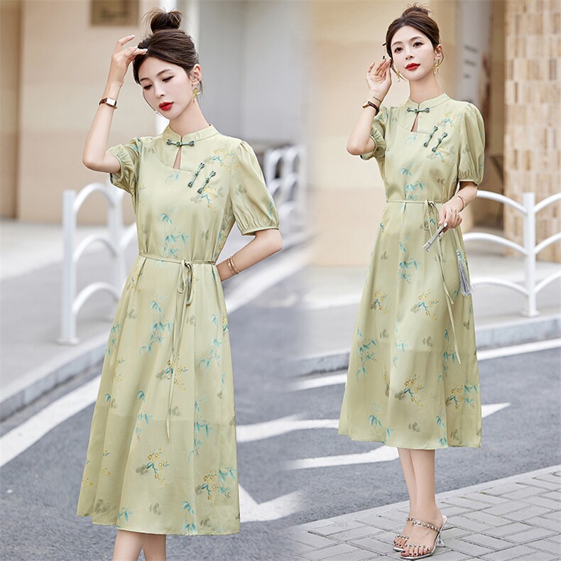 2025年夏季（新款）大货已出时尚新中式旗袍连衣裙，女装连衣裙，魅家