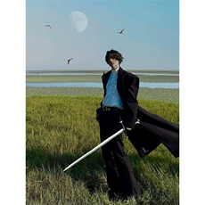 原版+垫肩~韩系毛呢大衣男休闲过膝长款风衣外套Y996-P125，男装风衣，星座1004-3