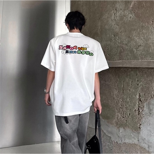抖音得物供货210克现货宽松纯棉美式潮牌印花落肩袖纯棉T恤AT2164图片