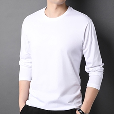 F81018纯棉精品新款时尚休闲秋季薄款中青年男士长袖T恤P35，男装T恤，钱塘207-1