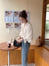 WN0003高腰复古撕边九分牛仔裤，女装牛仔裤，BD