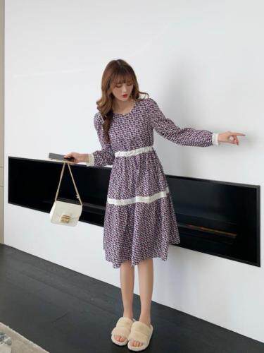 蕾丝花边拼接连衣裙两色，女装连衣裙，凯宝莉