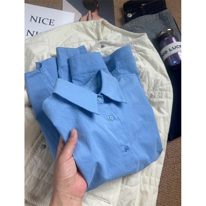 DD307P48纯棉衬衫外套宽松百搭显瘦通勤内搭衬衣男友风上衣，男装衬衫，电商B323A