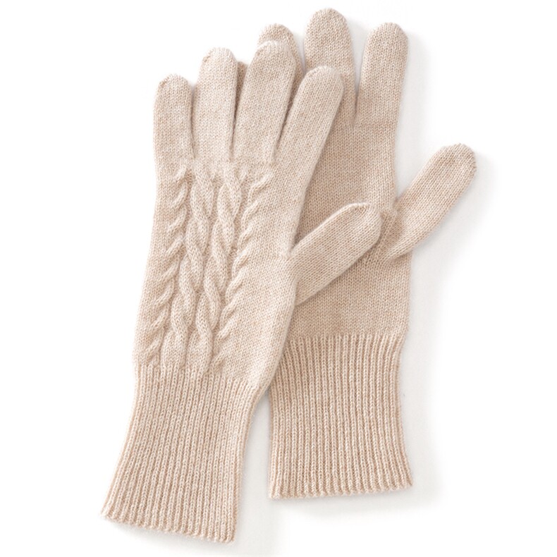 2025年新款百搭麻花提花双股加厚保暖分指手套，手套，思琳羊绒