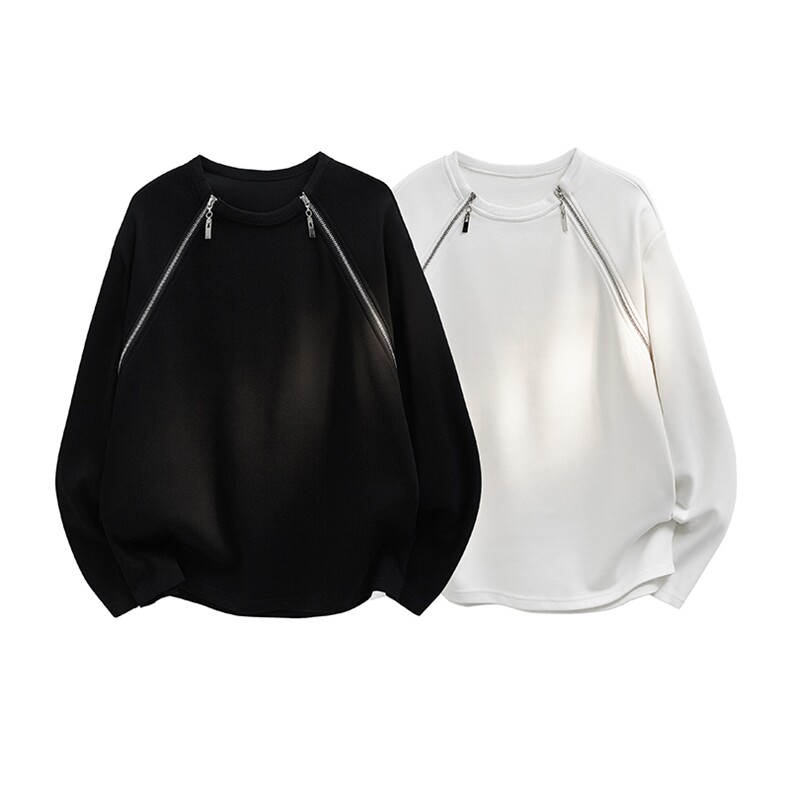 得物高品质垫肩小众机车设计高街痞帅潮男打底衫长袖T恤特P48，男装T恤，电商B319