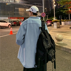 工装牛仔衬衫男秋季新款ins潮流薄款衣服宽松休闲开衫长袖衬衣，男装衬衫，星座505-2（原电商A260-1)