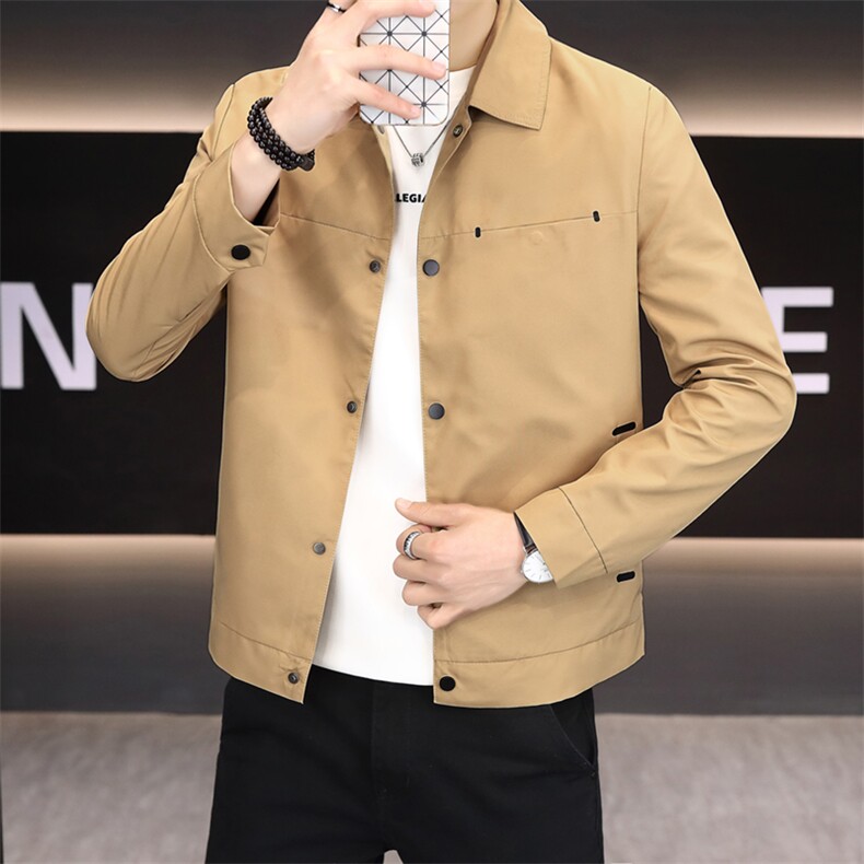 店主风大码夹克外套男春秋休闲百搭时尚翻领男士夹克上衣A90-P85图片