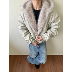 现货高品质美式高街冬季重磅硬挺短款座山雕毛领棉衣男女加厚外套，男装棉衣，电商A443