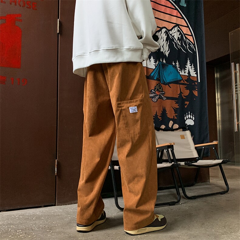 灯芯绒休闲裤男港风潮流帅气2023秋冬季新款ins宽松长裤K2618-P32,男装休闲裤,星座412-3