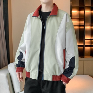 潮牌美式撞色拼接运动立领外套男宽松百搭夹克JK01571-P70图片