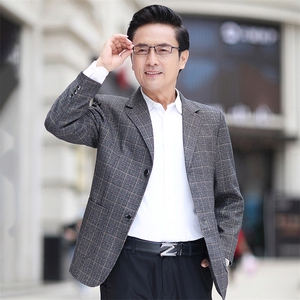 新款中年男士西装领休闲轻休闲上衣商务风单西外套WW1122-P98图片