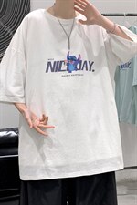 YT26173-P30亚短袖t恤男大码五分袖男宽松七分袖港风模特，男装T恤，电商A040