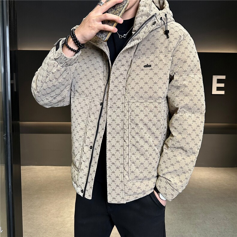 冬季新品男士字母皮羽绒服连帽就品质【标50绒】,男装羽绒服,星座414（原B263）