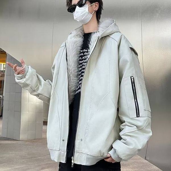 外套男士秋冬宽松美式高街潮牌飞行员连帽工装夹克休闲服,男装夹克,星座506A