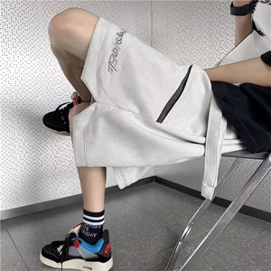 麂皮绒短裤男夏季美式潮牌痞刺绣运动休闲五分裤子DK2221-P38图片