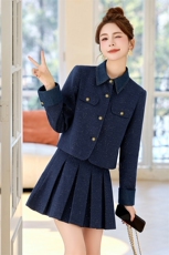 高级感小香风韩系穿搭小个子套装女2026春款时尚气质百褶裙两件套，女装套装/套裙，美沁