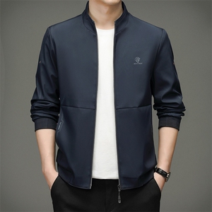 夹克2023春季新款商务休闲潮流时尚外套中年男士上衣纯色立领男装图片