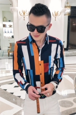 2021春秋衬衫社会男长袖上衣印花男装韩版修身四季潮流衬衣Q620-P55，男装衬衫，星座419（原A233）