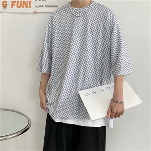 2023夏季短袖t恤男士潮牌宽松满印半袖韩版个性圆领上衣 T704-P23图片