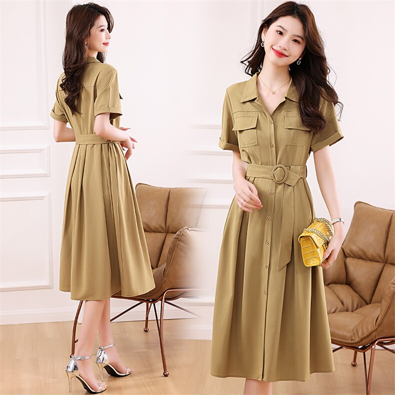 法式别致独特小众设计冷淡风高级感气质收腰衬衫连衣裙子夏季长裙，女装连衣裙，布依丽人