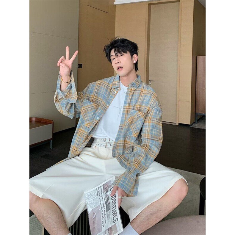 长袖衬衫日系港风宽松衬衣男夏季潮流百搭外套513CS1813P30,男装衬衫,星座513