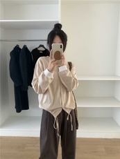 2025年夏季纯棉开衫面料柔软V领长袖常规开衫单件，女装针织衫/毛衣，洛丽兰可