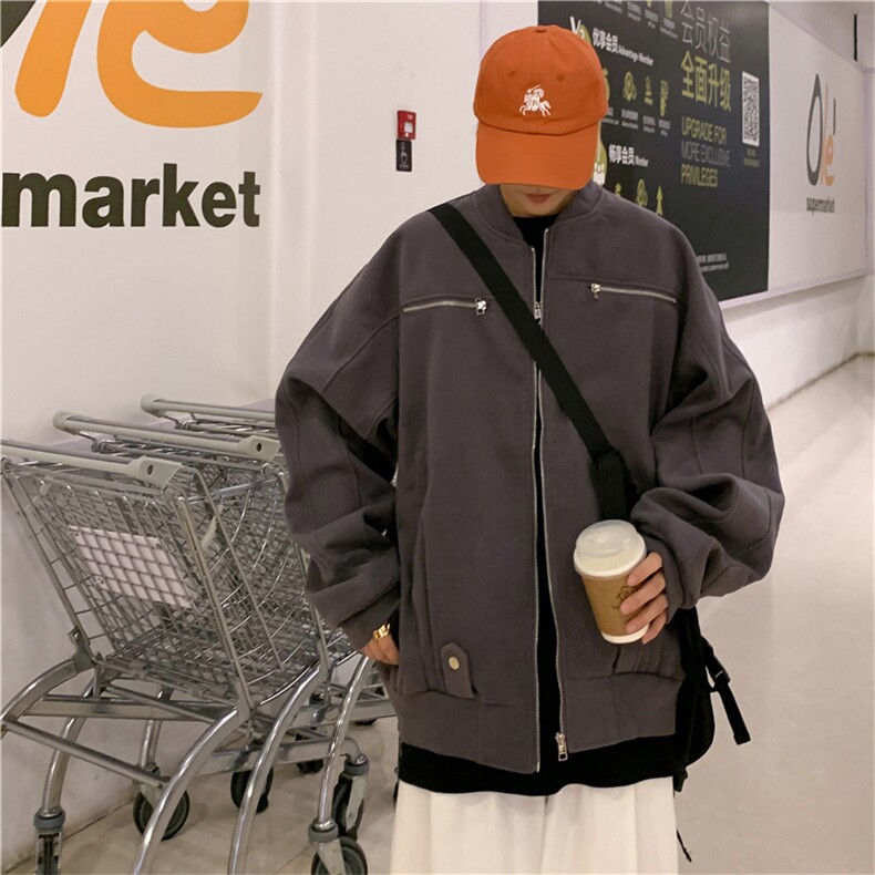 潮牌ins美式棒球服男拉链拼接工装夹克休闲宽松外套港风J958-p68,男装夹克,星座1008-1