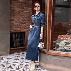 （现货）高端精致牛仔连衣裙女2026春秋新款气质高级感显瘦过膝，女装连衣裙，印象茜