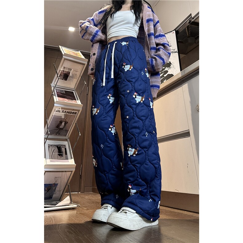 抖音品质冬季新款潮流满印小狗宽松加厚棉裤B315-K882-特p45控88,男装休闲裤,电商B315