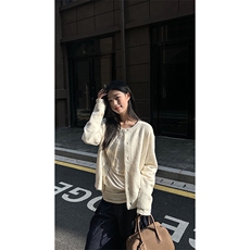 重磅秋冬男女北极绒开衫毛衣美式复古休闲慵懒风单排扣针织衫外套，男装针织衫/毛衣，电商A486