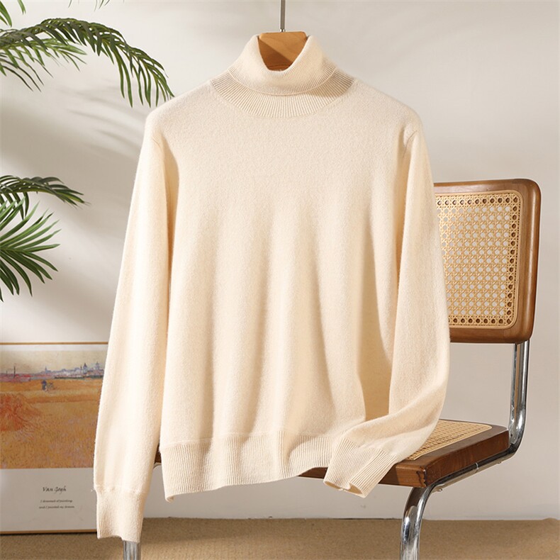2025秋冬百搭时尚简约平面高领羊绒衫，女装羊绒衫，澳坤羊绒