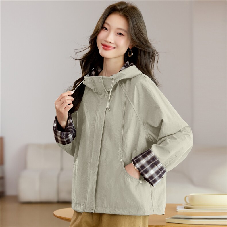 2025年春秋季新款时尚大码妈妈装气质显瘦休闲百搭两面派克服外套，女装派克服，独衣靓