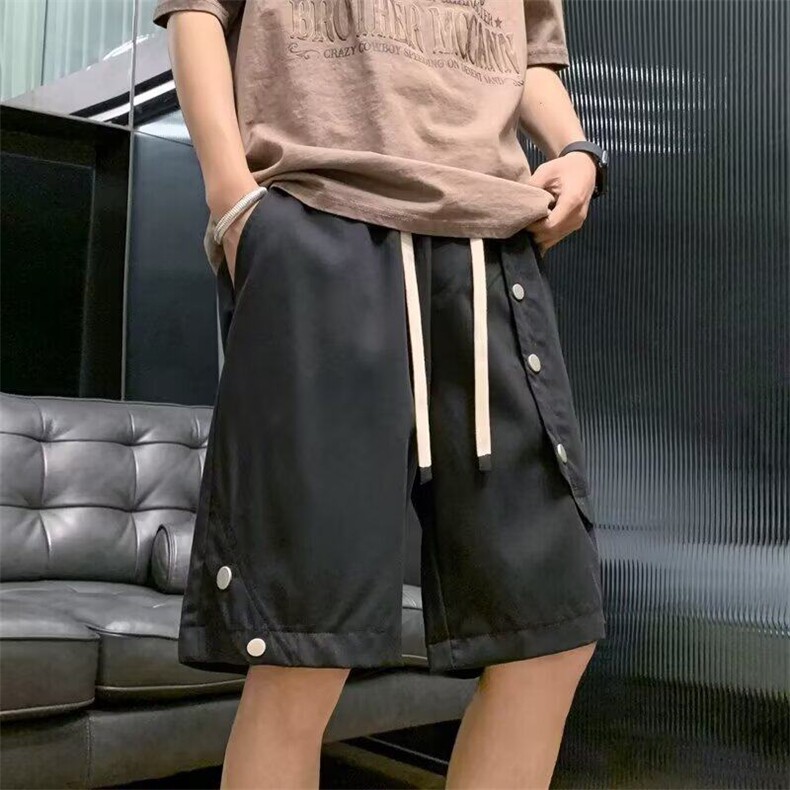 排扣短裤男夏季美式复古运动休闲裤子百搭宽松直筒五分裤3051P32,男装牛仔裤,星座410-2