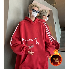 抖音得物供货提供视频秋冬重磅美式宽松织带连帽卫衣04177，男装卫衣，电商A486