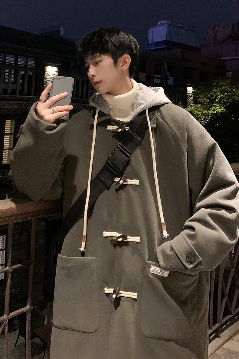 1港风酒店牛角扣加棉呢大衣男可拆卸帽外套男FY8716P138控188,男装毛呢大衣,星座226-2