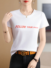 刺绣FOLLW艺术个性时尚舒适显瘦棉T，女装T恤，元素羊绒