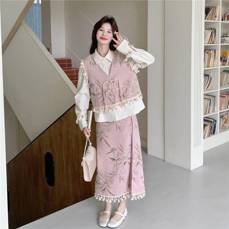 现货新款首马甲衬衫半裙三件套26163P190K298,女装套装/套裙,2D035