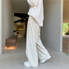 黑色坠感西装裤男直筒宽松ins潮流阔腿休闲长裤拖地K0926-P45，男装休闲裤，星座308B-1